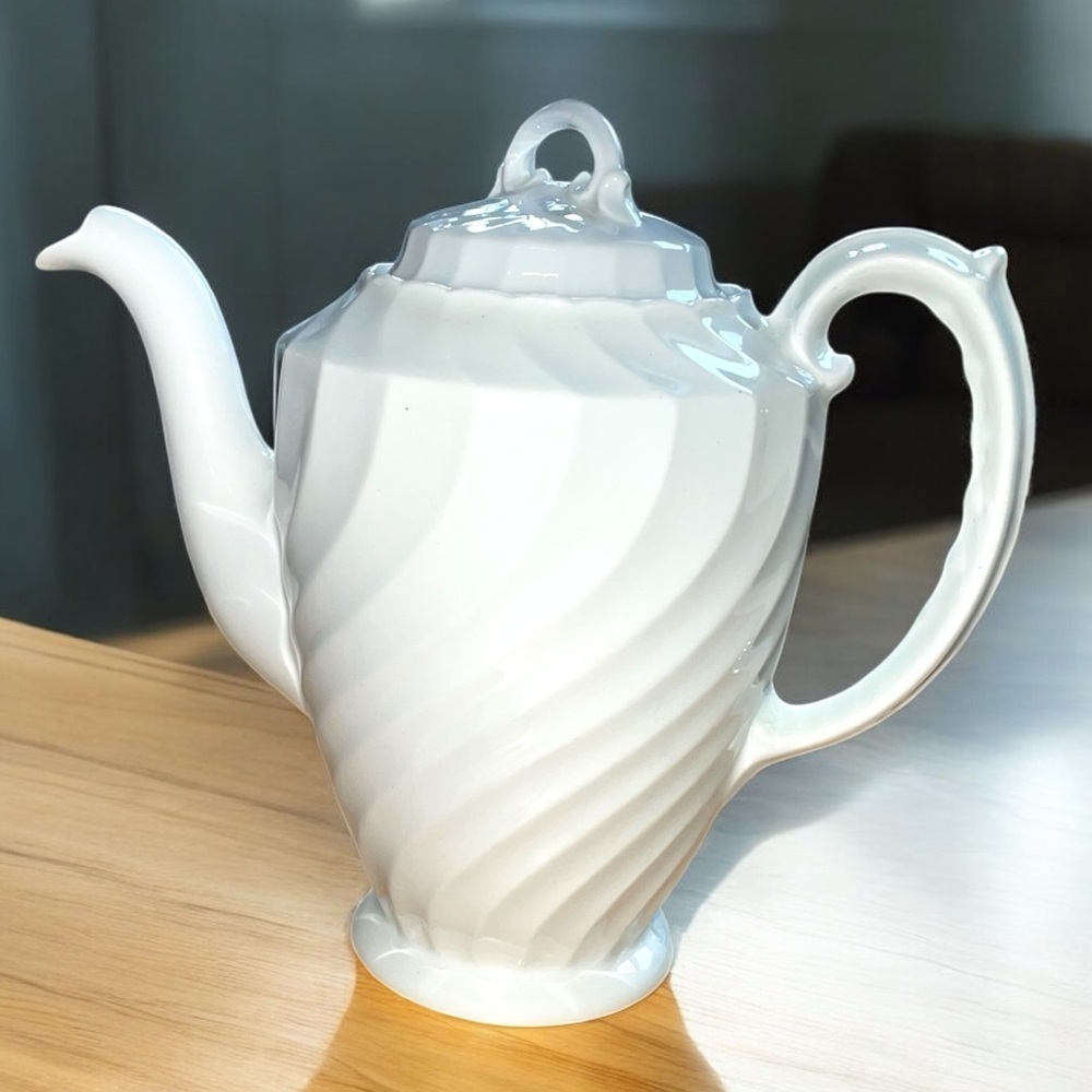 Burleigh Ware Queens swirl teapot, ironstone, made in England, vintage, no chips